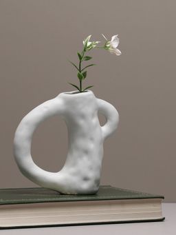 Bonhomie - White Solid Abstract Shaped Minimalistic Ceramic Vase