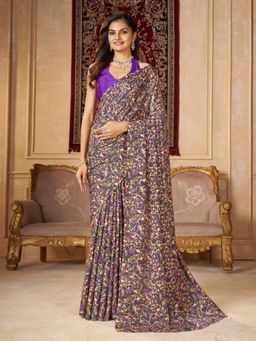 Garden VARELI - Women Crepe Paisley Printed Saree with Unstitched Blouse