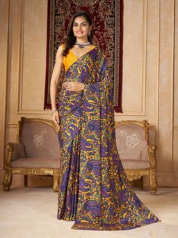 Garden VARELI - Women Purple Paisley Printed Saree with Unstitched Blouse