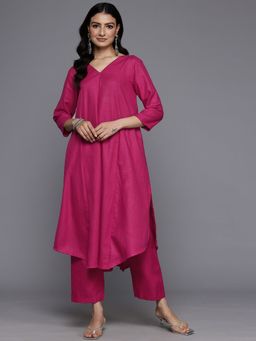 KSUT - Magenta Women Magenta Solid Kurta with Pant