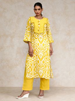 KSUT - Yellow Women Yellow Tie & Dye Kurta with Pant