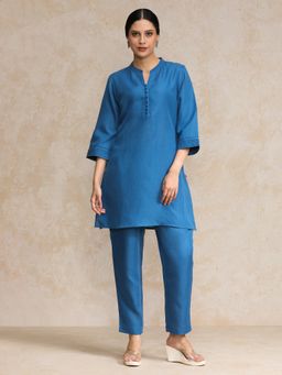 KSUT - Blue Women Blue Cotton Solid Kurta with Pant