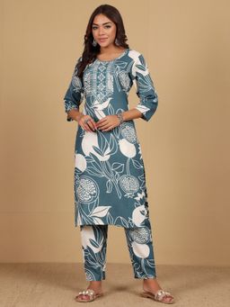KSUT - Blue Women Blue Printed Kurta with Pant