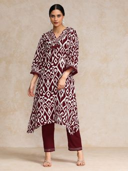 KSUT - Brown Women Brown Cotton Printed Kurta with Pant