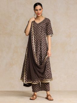 KSUT - Brown Women's Brown Ethnic Kurta with Pant with Dupatta