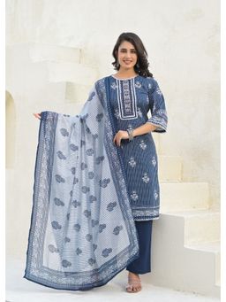 KSUT - Black Women Stripper with Floral Sequin Embroidered Kurta with Pant & Dupatta