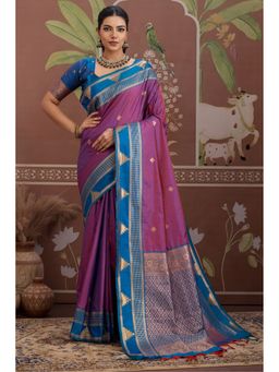 Mysilklove - Women Woven Handloom Saree with Unstitched Blouse