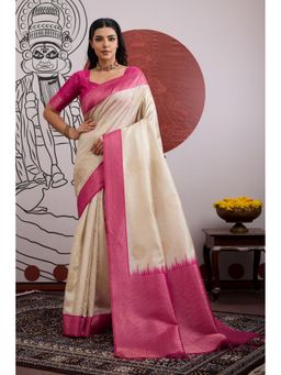 Mysilklove - Women Woven Handloom Saree with Unstitched Blouse