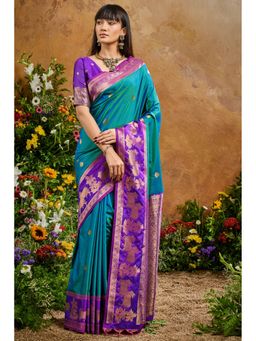 Mysilklove - Women Banarasi Woven Saree with Unstitched Blouse