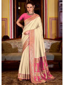 Mysilklove - Banarasi Woven Handloom Saree with Unstitched Blouse