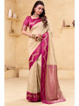 Mysilklove - Women Banarasi Woven Saree with Unstitched Blouse