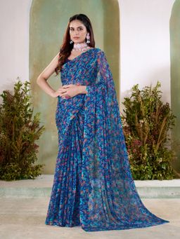 Garden VARELI - Women Chiffon Printed Saree Without Blouse