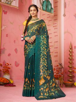 Garden VARELI - Women Green Floral Printed Saree Without Blouse