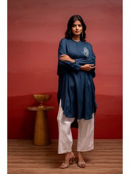 Juniper - Women Blue Viscose Embroidered Tunic