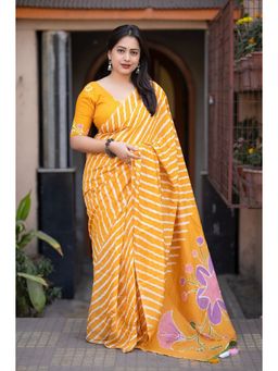 Anjaneya Sarees - Women Floral Printed Saree with Unstitched Blouse
