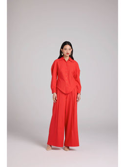 Qua - Pintuck Wide Leg Trousers