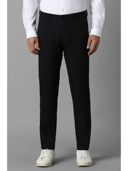 Louis Philippe - Men Black Textured Flat Front Casual Trouser