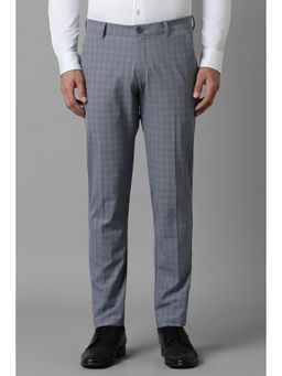 Louis Philippe - Men Grey Check Flat Front Casual Trouser