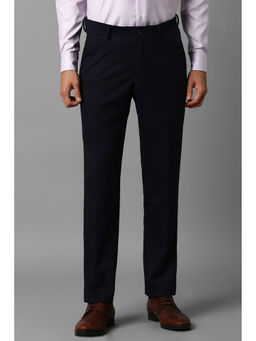 Louis Philippe - Men Black Solid Flat Front Formal Trouser