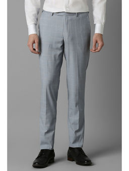 Louis Philippe - Men Grey Check Flat Front Formal Trouser