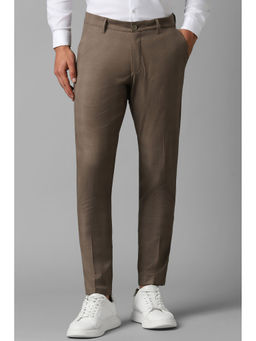 Louis Philippe - Men Brown Textured Flat Front Casual Trouser