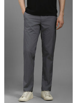 Louis Philippe - Men Grey Check Flat Front Casual Trouser