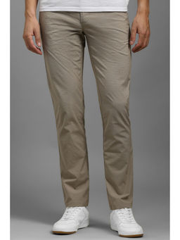 Louis Philippe - Men Beige Textured Flat Front Casual Trouser