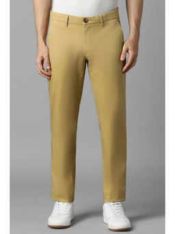 Louis Philippe - Men Beige Solid Flat Front Casual Trouser