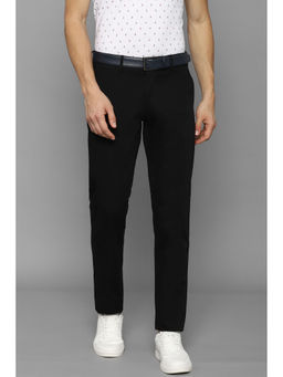 Louis Philippe - Men Black Solid Flat Front Casual Trouser