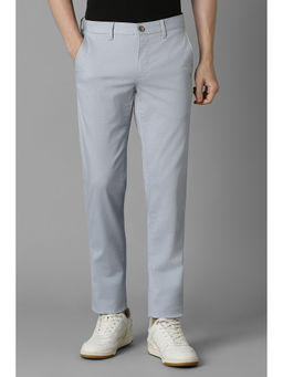 Louis Philippe - Men Grey Textured Flat Front Casual Trouser