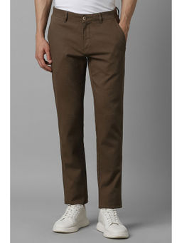 Louis Philippe - Men Brown Textured Flat Front Casual Trouser