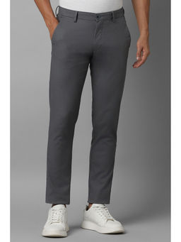 Louis Philippe - Men Grey Solid Flat Front Casual Trouser