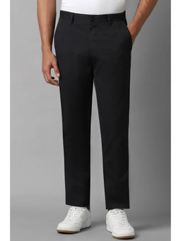 Louis Philippe - Men Black Textured Flat Front Casual Trouser