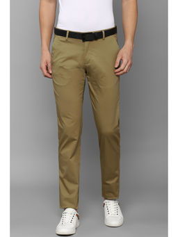 Louis Philippe - Men Khaki Solid Flat Front Casual Trouser