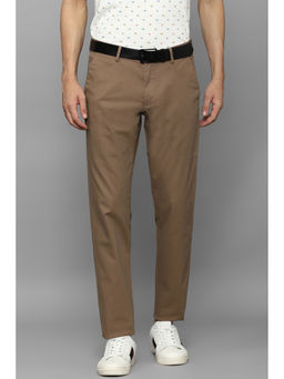 Louis Philippe - Men Brown Solid Flat Front Casual Trouser