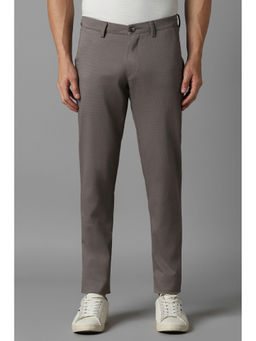 Louis Philippe - Men Grey Check Flat Front Casual Trouser