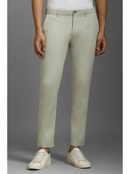 Louis Philippe - Men Green Solid Flat Front Casual Trouser