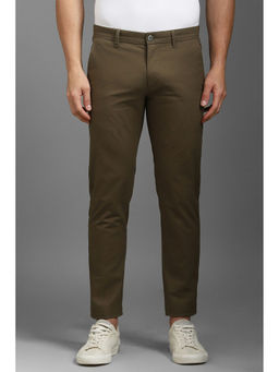 Louis Philippe - Men Brown Solid Flat Front Casual Trouser