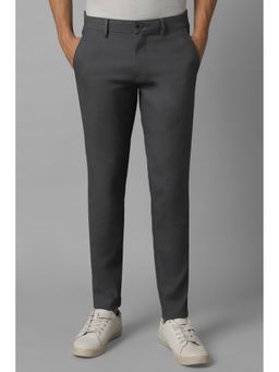 Louis Philippe - Men Grey Solid Flat Front Casual Trouser