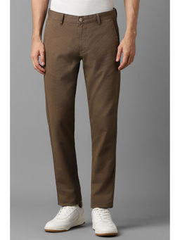 Louis Philippe - Men Brown Textured Flat Front Casual Trouser
