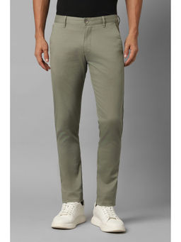 Louis Philippe - Men Olive Textured Flat Front Casual Trouser