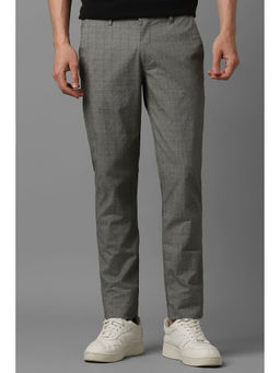 Louis Philippe - Men Grey Check Flat Front Casual Trouser