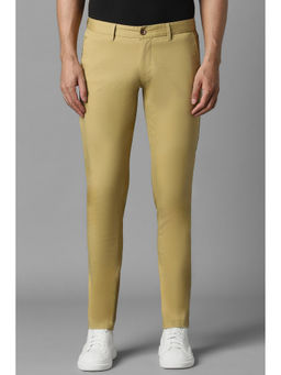 Louis Philippe - Men Khaki Solid Flat Front Casual Trouser
