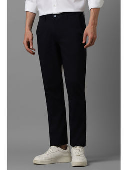 Louis Philippe - Men Black Solid Flat Front Casual Trouser