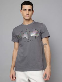 Free Authority - Grey Batman Printed Regular Fit T-Shirt for Men