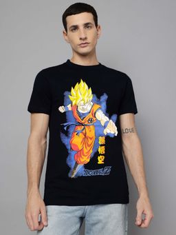 Free Authority - Black Dragon Ball Z Printed Regular Fit T-Shirt for Men