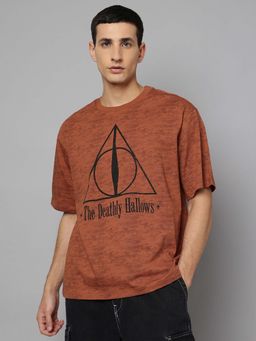 Free Authority - Brown Harry Potter Printed Oversize T-Shirt for Men