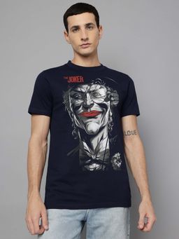Free Authority - Navy Blue Joker Printed Regular Fit T-Shirt for Men