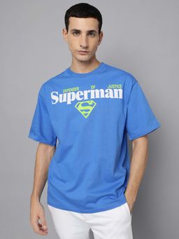 Free Authority - Blue Superman Printed Oversize T-Shirt for Men