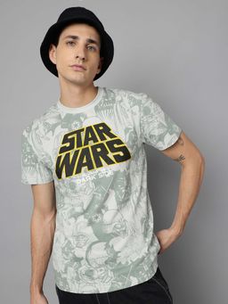 Free Authority - Grey Star Wars Printed Regular Fit T-Shirt for Men